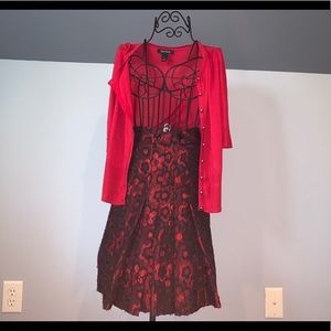 Cardigan and mid length skirt set